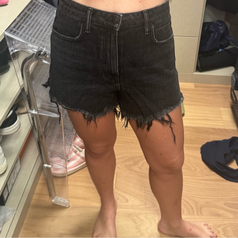 Alexander Wang Charcoal Frayed Jean Shorts